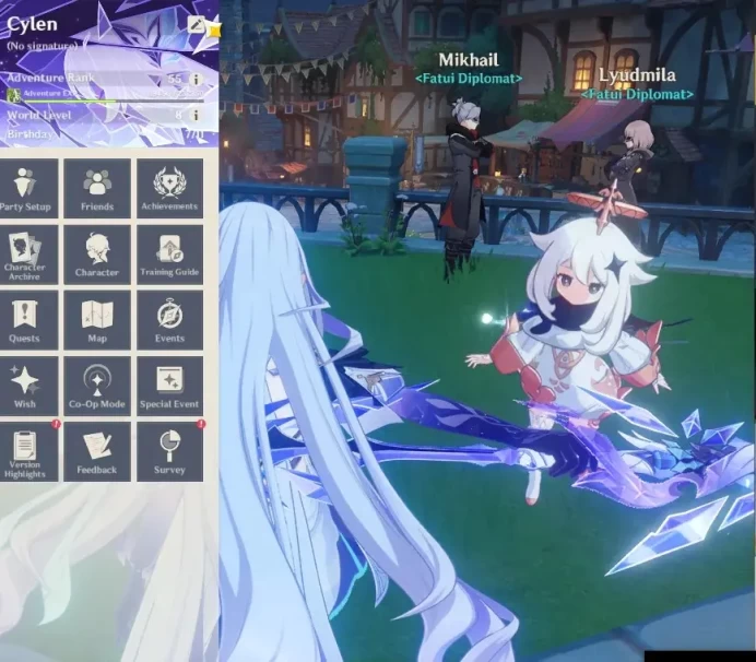 ASIA|AR 55|Rate On|5 Limit + 2 (*5 Weap)|PremTeam Skirk+Sign|Escoffier,Furina,Nahida,HuTao|Mc Female|Take Mail|Check SS|GI7196
