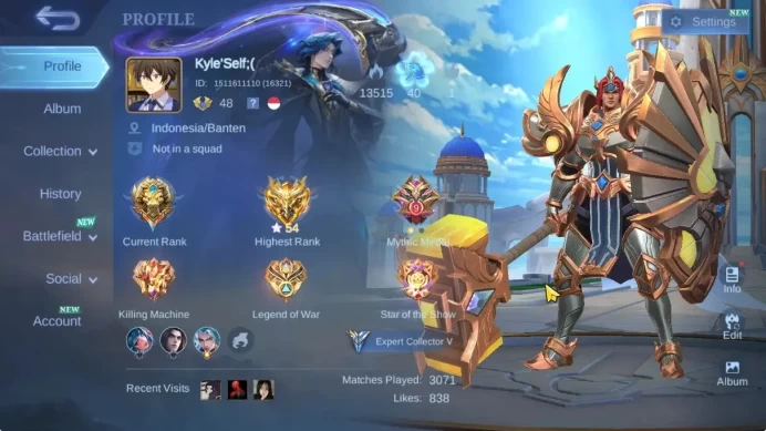 Hero 86|Skin 129|High Glory 54|Lightborn Tigreal,SABER(Layla,Cyclops,Saber),DragonT(Estes,Masha),Etc|TakeMail|CheckSS(MLBB2315)