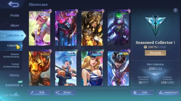 Hero 78|Skin 102|Covenant Benedetta,S.A.B.E.R Saber,Mystic(Julian,Lesley),SpongeB Cyc,Seiya Badang,4 Epic,1 DT|CheckSS|MLBB2314