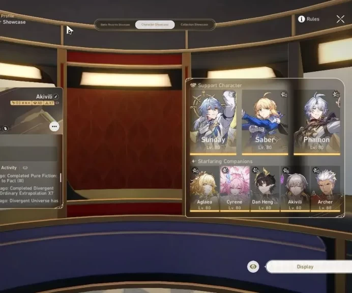 ASIA|TL 70|3 PremTeam|16 Limited|[SW999E1,Saber,Phainon,Sunday,Archer]+Sign,Kafka,Cerydra,YaoGuang,etc|Male MC|Take Mail|HSR7648