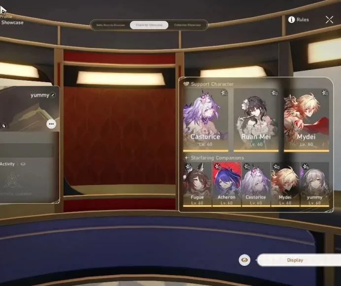Asia|TL 50|9 Limited|Castorice,Hyacine,Mydei,Fugue,Acheron,Kafka,Archer,Dante,Ruan Mei|2 Golden Companion|Take Mail|HSR7761