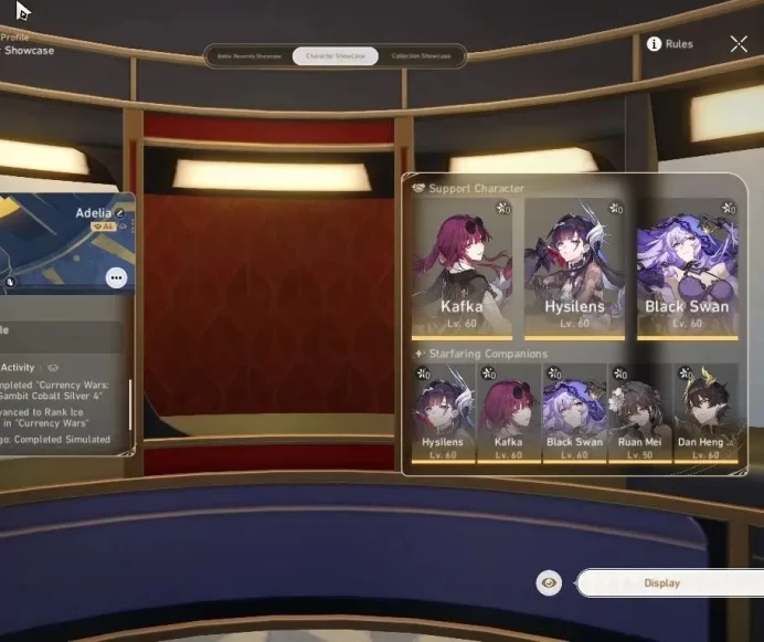 Asia|TL 54|7 Limited|Kafka,Hysilens,Black Swan,Dante,Aventurine,Archer,Ruan Mei|9151 Jade|1 Golden Companion|Take Mail|HSR7763