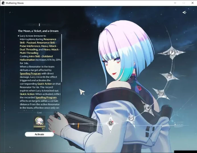 SEA|UL 48|(Lucy R6,Shorekeeper)+Sign,Rebecca|Female MC|Data Bank Lv 30|Log Kuro|Take Mail|Check SS(WW3775)