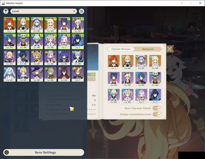 Asia|AR 37|1 Limited Mavuika(Sign)|1 Standart jean |Main Quest|BD Set|Mc Female|Take Mail|Check SS|GI7225