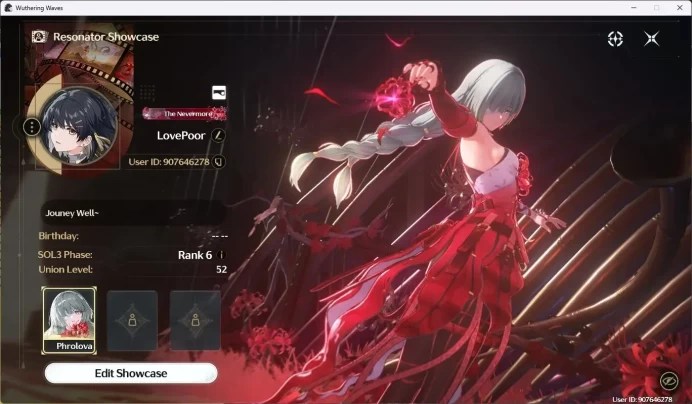 SEA|UL 52|Rank 6|1 Char Limited [Phrolova R6 + Sign],Rebecca,Calcharo,Lingyang,Verina,Encore|MC Female|TakeMail WW140B