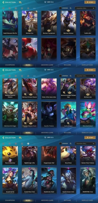 1906 - iOS Android - EU - Level 280 - 3 Mytich - 30 Legend - 150 Skin - 138 Champion
