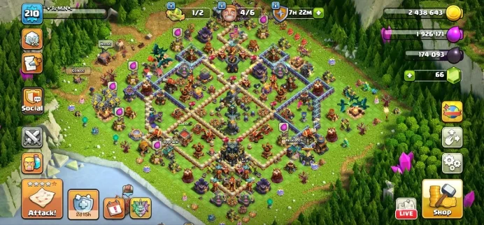 TH 17 Almost Max, 10 Equipment Epic, Hero Max, Troops Max, 12 Hero Skin, Defense Full Max - TH 16, Guaranteed security