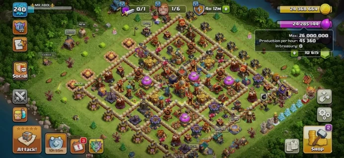TH 16 Full Max, 10 Equipment Epic, 10000 Gem, Wall Full Max, Defense Full Max, 8 Hero Skin, Magic Items, Builder Hall Full Max