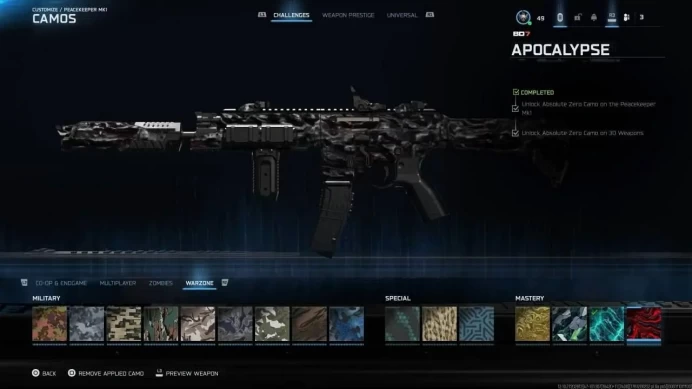 1935 - Warzone 4 - All Platform - Level 49 - Apocalypse - Chucky - Prestige 6 - Camo - BO7