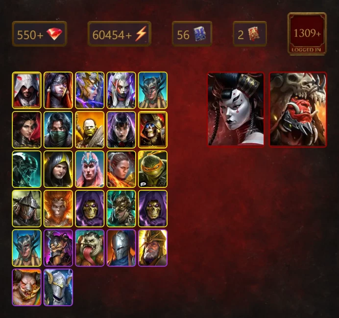 [STARTER][Double Mythical]Ash'nar+Lady Mikage+Ezio+Kyoku+Deliana+Visix+Scyl+Adelyn+Hansel+Artak+Alice+Deathknight+48Epics