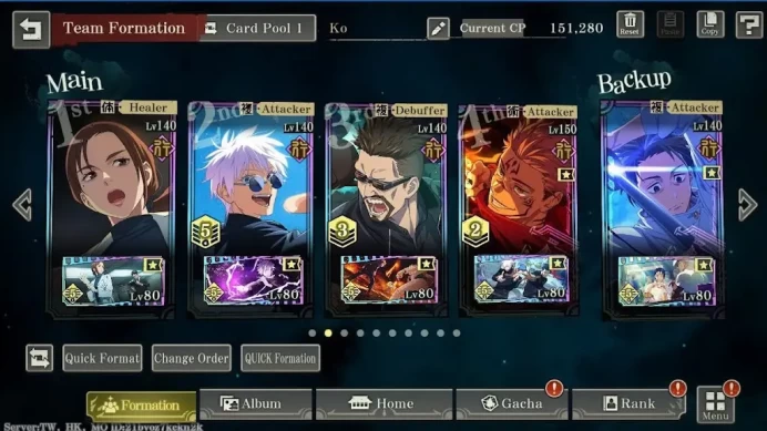 JJK60: Global-TW-HK | Lv71 - 172 k CP| 48 SSR (11limited) - 220 cube free - 114 Cube Paid