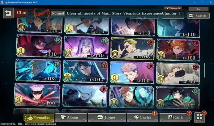 JJK60: Global-TW-HK | Lv71 - 172 k CP| 48 SSR (11limited) - 220 cube free - 114 Cube Paid