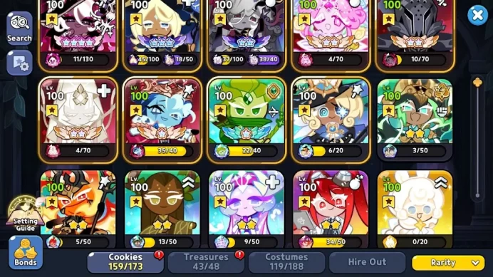 CRK464: Lv50 - 3m2 Powers - Castle 8 - 159 Cookie Witch 4* - DarkCacao - 22k Crystal -1k7 Cube