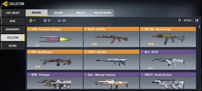 5 legend gun | LVL 112 | Epic gun 87 | character Epic 42 | C: 1k | Code 4378 | Saved:Activision