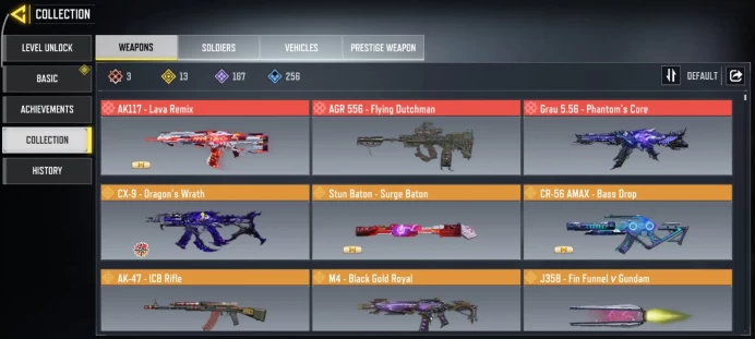230 CP | 3 mythic gun | 13 legend gun | LVL 400 | Epic gun 167 | character Epic 87 | C: 197k | Code 4387 | Saved:Activision