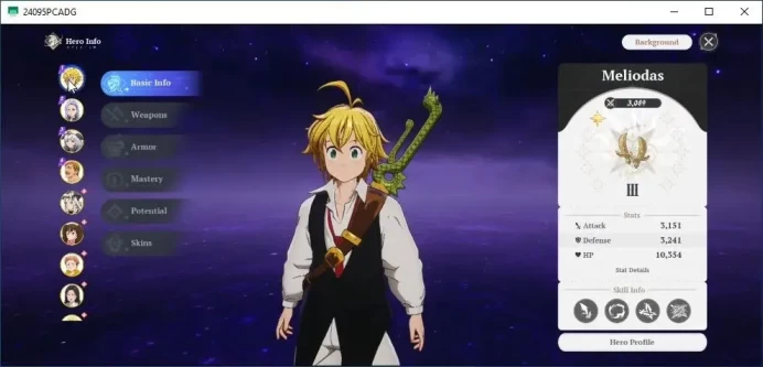 SEA |Lv 30|9 SSR|JerichoP2,KingP2,GuilaP2,MeliodasP1,MannieP1,EscanorP1,Drake,DianeP1,Etc|1 SSR Select|Manny Skin|Google|SDO1163