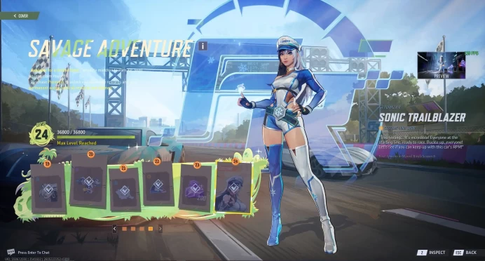 MR113//Sonic Trailblazer Luna Skin Luna Mini Battle Pass Purchased 100% 1100 Units