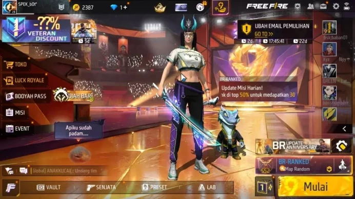 Indonesia|M14 Flamed Beat|Katana Pedang Naga Langit|Sports Car-Burning Eclipse|46 Vault + 18 Bundle|Log Google|Check SS|FF1479