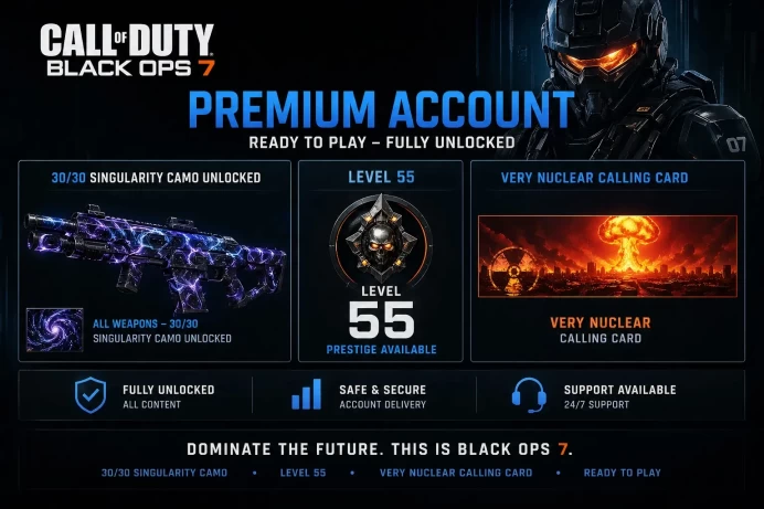 [ BLACK OPS 7 ] 30/30 SINGULARITY CAMO (HARD UNLOCKED) | LEVEL 55 (READY FOR PRESTIGE 1) | VERY NUCLEAR KILLER CC | XBOX / PSN / PC