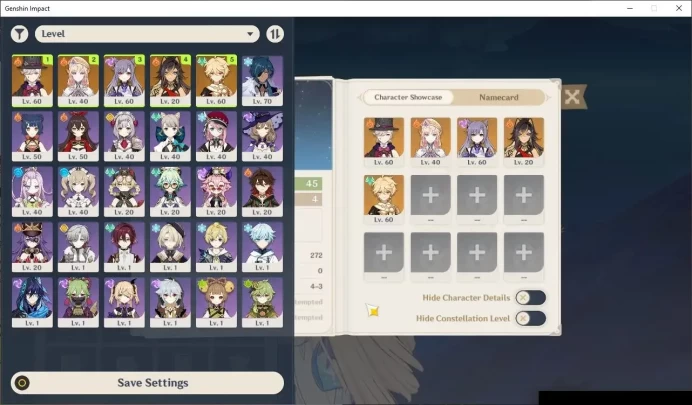 ASIA|AR 45|2 Limited|Nicole,Lyney +2(5*Standard Character) +1(5* Sign Weapon)|Usn Unset|Male MC|Take Mail|Check SS|GI7290