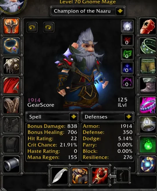 [A] Spineshatter - Gnome Mage 70◆BiS PvE 1900 + PvP 1900 GS◆4/5 T5◆2/5 A2 + A1◆280 Fly◆SSC/TK/Hyjal attuned◆