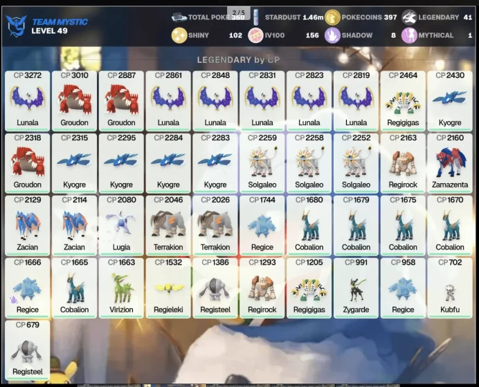 Shiny IV100 Garchomp 3,3K  IV100 Slaking 4K  Legendary:41  Shiny:102  Hundo:156  Lunala 3,2K,Solgaleo  Kyogre,Groudon  [KK]  PG-EQTJT