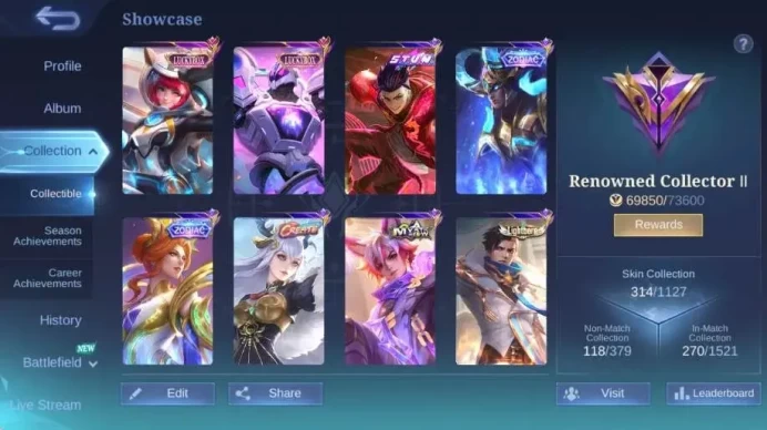 Global|Skin 314|Renowned|KOF Karina,Collector Natalia,LBox Uranus+Kimmy,Lightborn Tigreal+Alucard+Granger |More Check SS ML2403B