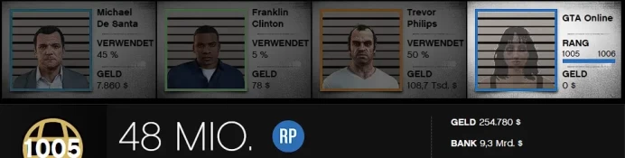 [Rockstar PC ONLY] 1005 LVL / 9,3 BILLION MONEY $ ID:2649