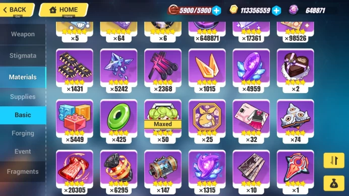 HI13//HI3rd Account 100k+ Crystals 64 Standard Spins