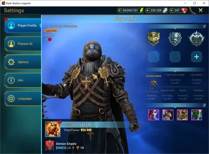 Lv 33|923K Power|16 Legend(Ninja,Artax,Ezio,Mc Angelo,Corvis,Wukong,Alice,Etc)|54K Energy+347 Gems|Plarium(RSL1575)