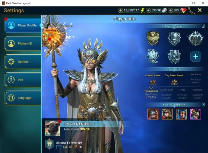 Lv 47|916K Power|23 Legend(Talenna,Ninja,Harima,Artax,Chalco,Mc Angelo,Geomancer,Etc)|12K Energy+803 Gems|Plarium(RSL1573)