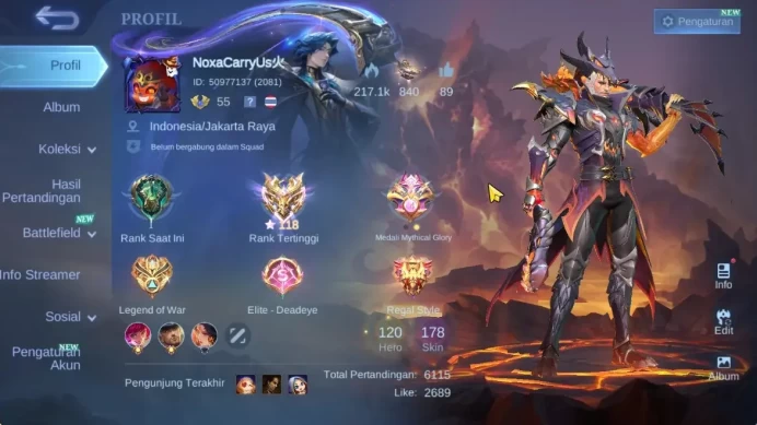 Hero 120 Skin 178|High Immo 118|KOF Karina,Covenant Benedetta,Mworld Ling,Lb Granger,Myst Julian,Etc|TakeMail|CheckSS(MLBB2333)