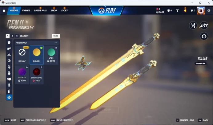 9682 COMPETITIVE POINT/ 2 Golden Weapons/ Overwatch 2 / Full Mail Access/see the picture / Please Read Description / remdb