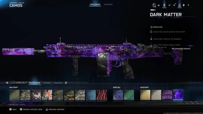 2052 - Warzone , BO7 - All Platform - Platinum Rank - Dark Matter - 3 Battle Pass - 40 Total Operator