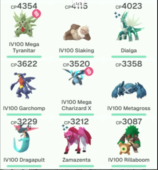 Shiny Dialga 4K · IV100 MEGA : Tyranitar,Charizard · Legendary:151 · Shiny:151 · Hundo:153 ·Shiny:Dialga,Zamazenta,Giratina ·IV100 Mesprit