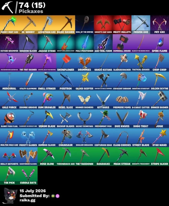 290 skins / black knight ikonik / travis scott / merry mint axe / leviathan axe . full access