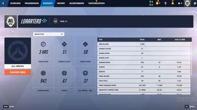 OW353//Ranked Ready 50 Wins 7 Loot Boxes Free Name Change