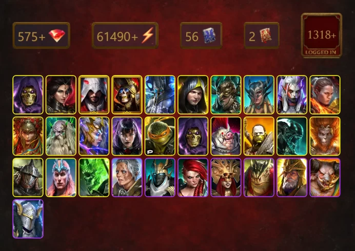 [STARTER]Marichka+Brogni+Skeletor+Adelyn+Ezio+Deathknight+Tormin+Aleksandr+Leminisi+Scyl+Visix+Ronda+Deliana+Alice+47Epics