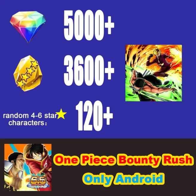 Global [Android/Only] [Zoro & Sanji] [5000+Gems] [3600+Golden Fragments] [120+ Random 4-6 Star Characters]