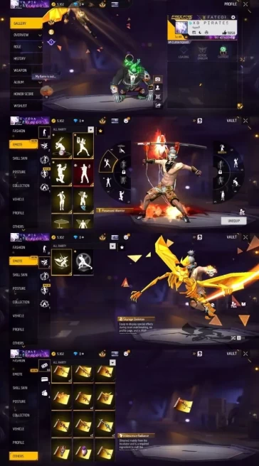 2076 - iOS Android - MENA - Level 64 - 250 Set - 4 Upgrade Gan 1 Max - Dance entrance - Old set - Golden Phantom - Booyah Pass - Devil's Dance