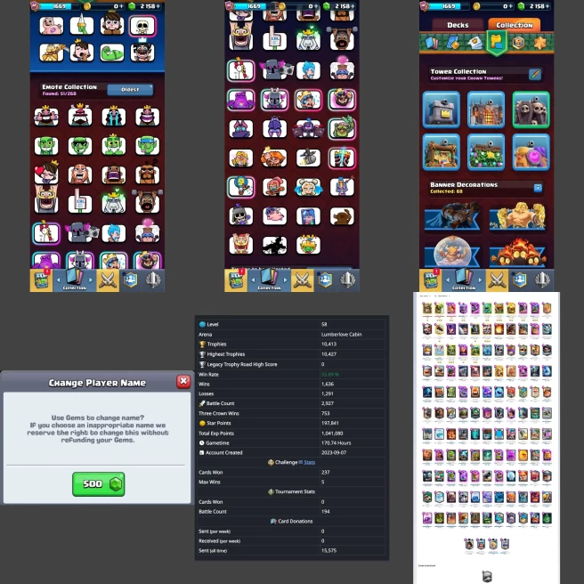 ■LVL:58 (GemValue:$15384) ■Cards: L16:3 L15:7 L14:19 L13:22 ■Skins:5 ■HT:10427 ■Emotes:51 ■Full Access ■Instant Delivery■A7233 _________________