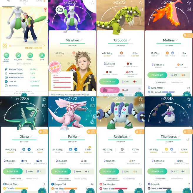 2371 Level 55 Mewtwo100 SHUNDO MEWTWO Shiny Primal Groudon Shiny Moltres Shiny Dialga
