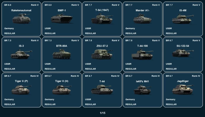 [STEAM] RANK 5 | Raketenautomat | BMP-1 | T-54 (1947) | Marder A1- | IS-4M | IS-3 | BTR-80A | ZSU-57-2 | T-44-100 | SU-122-54 | Tiger II (P)