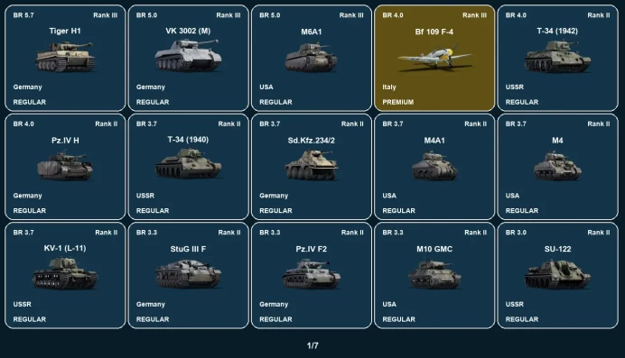 [STEAM] RANK 3 | Tiger H1 | VK 3002 (M) | M6A1 | ◐Bf 109 F-4 | T-34 (1942) | Pz.IV H | T-34 (1940) | Sd.Kfz.234/2 | M4A1 | M4 | KV-1 (L-11)