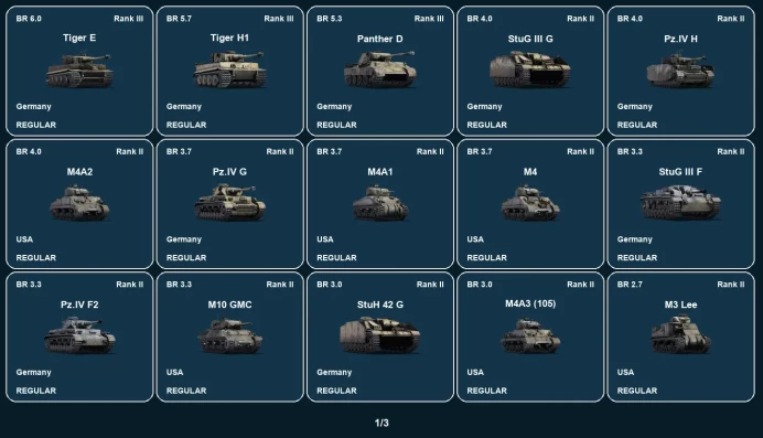 [STEAM] RANK 3 | Tiger E | Tiger H1 | Panther D | StuG III G | Pz.IV H | M4A2 | Pz.IV G | M4A1 | M4 | StuG III F | Pz.IV F2 | M10 GMC