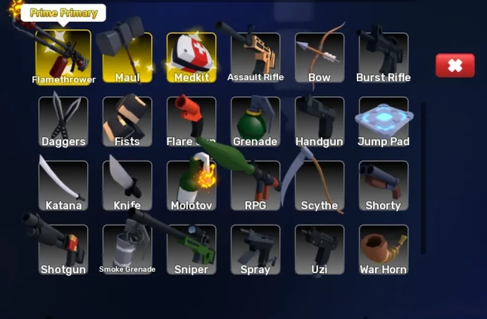ROBLOX3838//90 LVL FLAMETHROWER MAUL MEDKIT CANDY CANE 6 DONATE SKIN