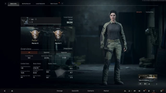 AB61//Arena Breakout Infinite PC Account 863 Millions Warehouse 854 Millions Cash Level 30