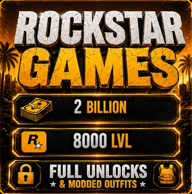⚡Rockstar Launcher⚡ 2 BILLION MONEY (30M CASH + 2.0B HANGAR ASSETS) 8000 LVL ✅Modded outfits ✅ALL UNLOCKS ✅MAX STATS