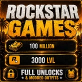 ⚡Rockstar Launcher⚡ 100 MILLION MONEY (30M CASH + 70M HANGAR ASSETS) 3000 LVL ✅Modded outfits ✅ALL UNLOCKS ✅MAX STATS