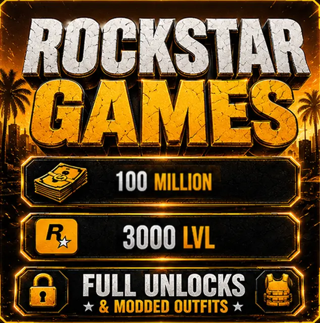 ⚡Rockstar Launcher⚡ 100 MILLION MONEY (30M CASH + 70M HANGAR ASSETS) 3000 LVL ✅Modded outfits ✅ALL UNLOCKS ✅MAX STATS